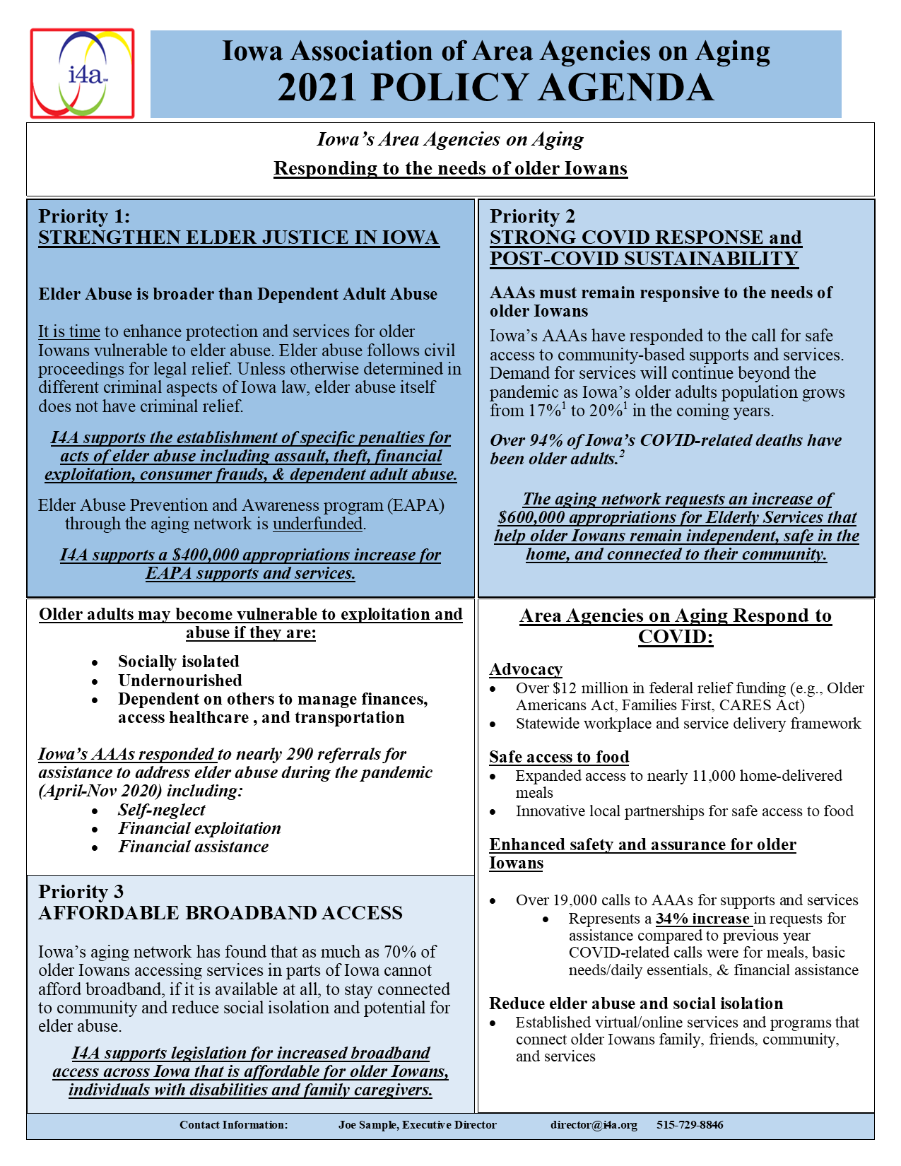 Iowa Association of Area Agencies on Aging Releases COVID19 Report and