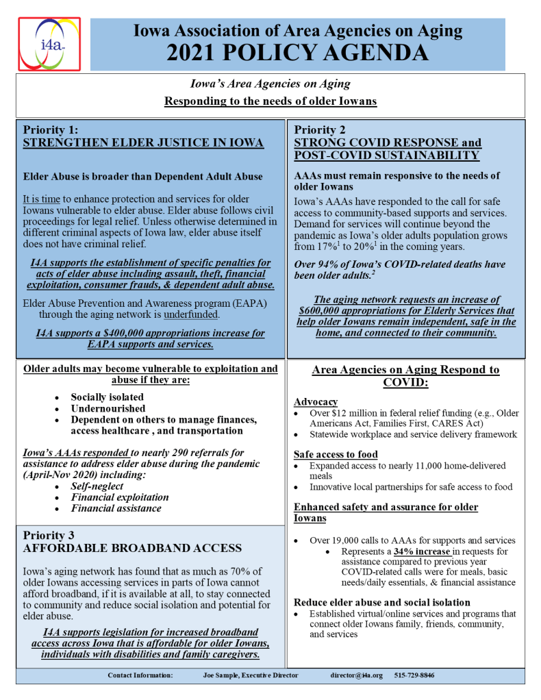 Iowa Association of Area Agencies on Aging Releases COVID19 Report and